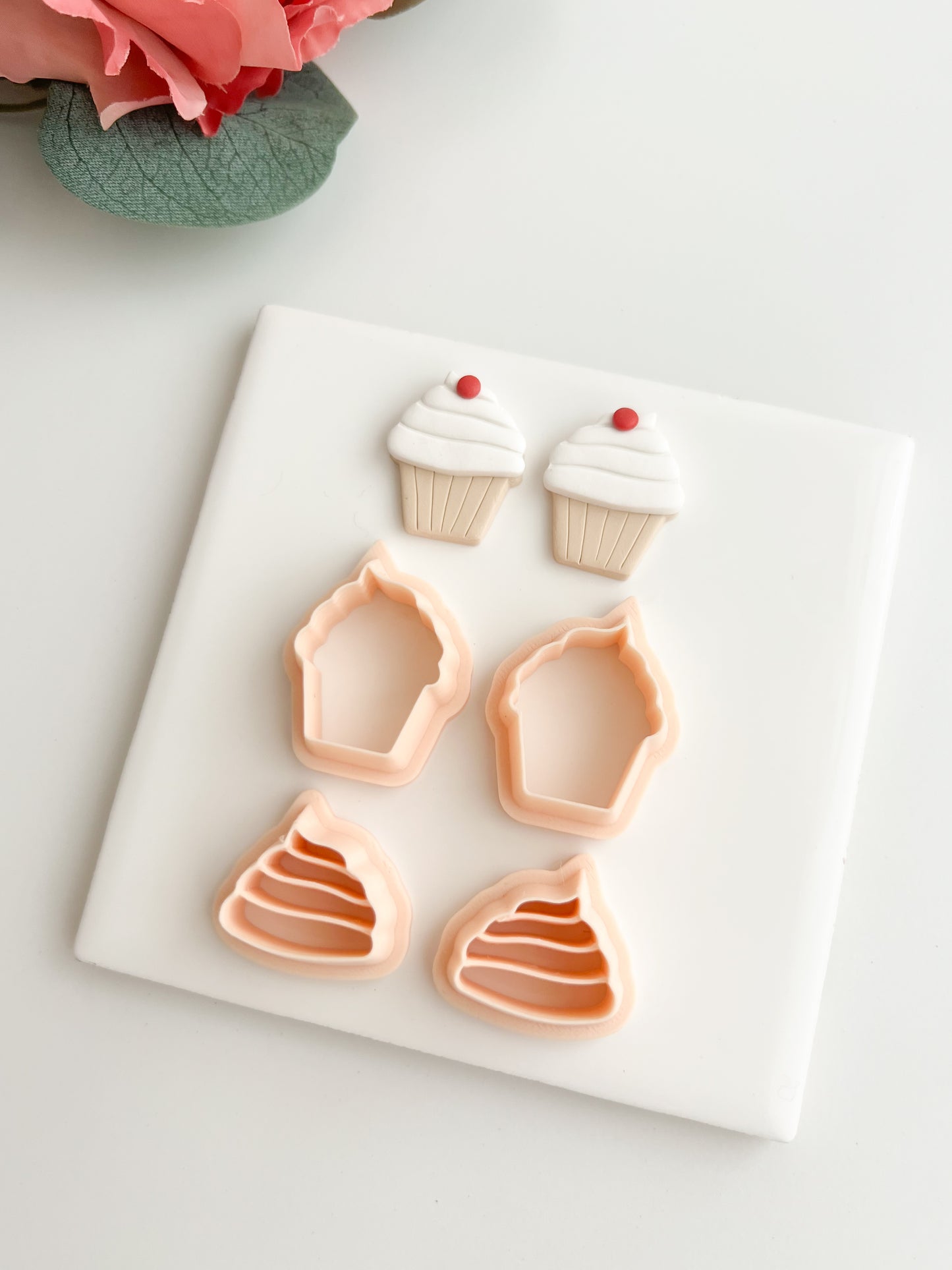 Mirrored Cupcake Clay Cutter | Mirrored Cupcake Polymer Clay Cutter for DIY Baking Earrings Dessert Jewelry and Handmade Sweet Treat Accessories
