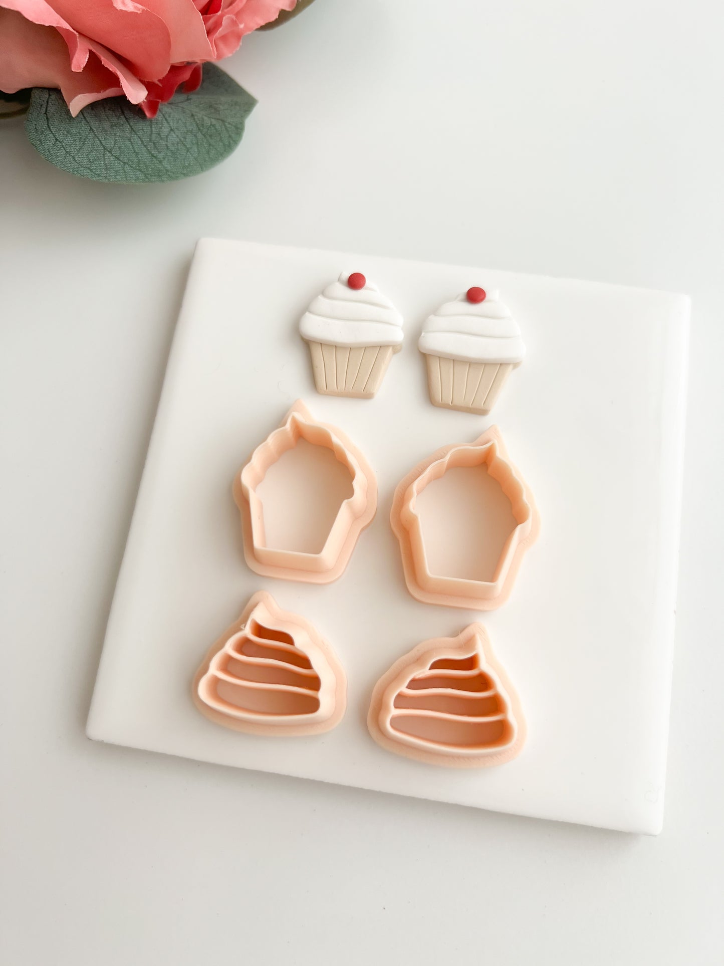 Mirrored Cupcake Clay Cutter | Mirrored Cupcake Polymer Clay Cutter for DIY Baking Earrings Dessert Jewelry and Handmade Sweet Treat Accessories