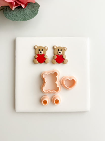 Teddy Bear No. 2 Clay Cutter | Teddy Bear Polymer Clay Cutter for DIY Cute Earrings Adorable Jewelry and Handmade Stuffed Animal Accessories