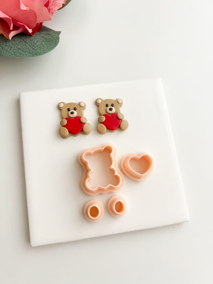 Teddy Bear No. 2 Clay Cutter | Teddy Bear Polymer Clay Cutter for DIY Cute Earrings Adorable Jewelry and Handmade Stuffed Animal Accessories