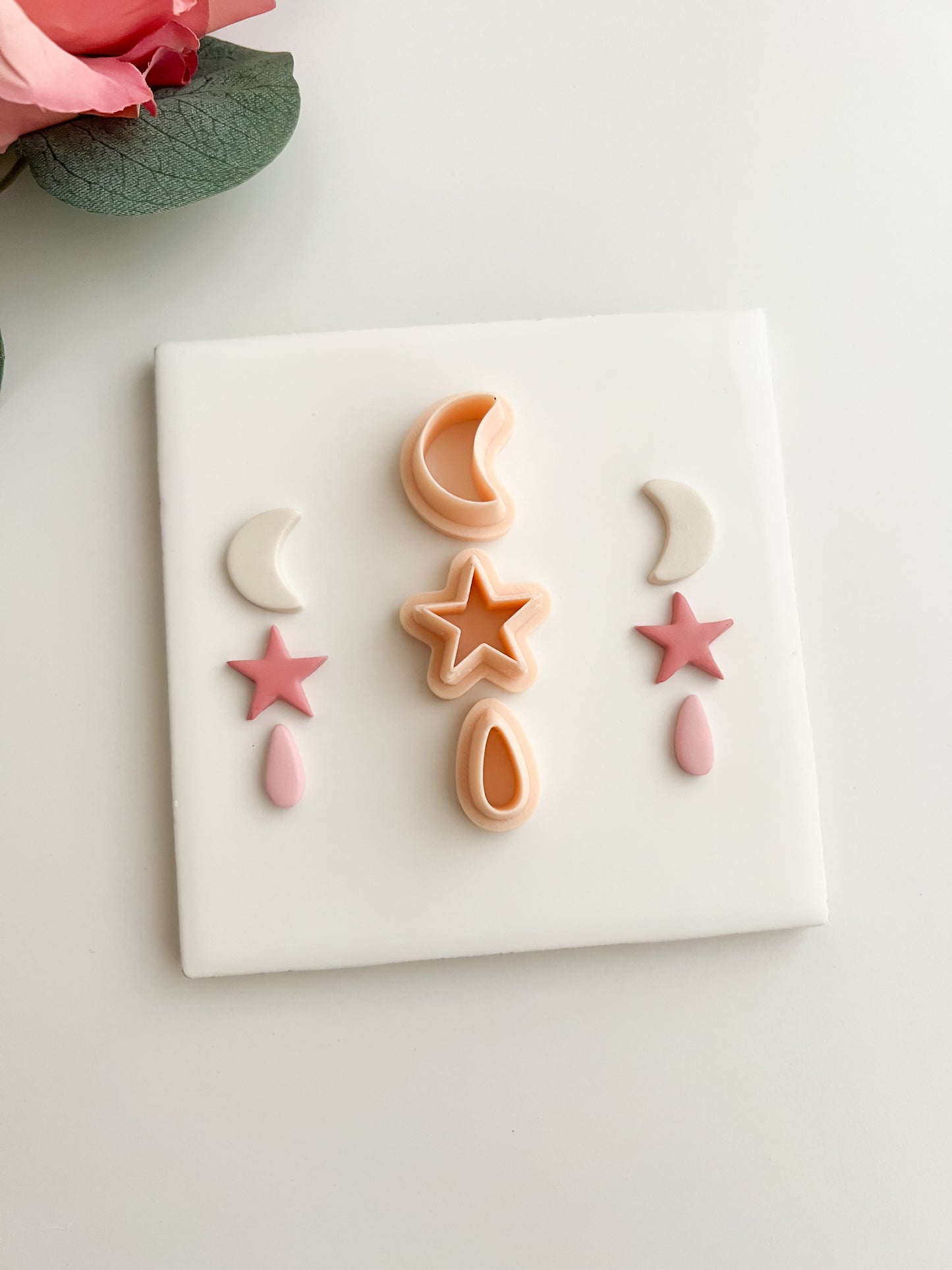 Moon and Star Dangle Clay Cutter | Moon and Star Dangle Polymer Clay Cutter for DIY Celestial Earrings Star-Themed Jewelry and Handmade Space Accessories