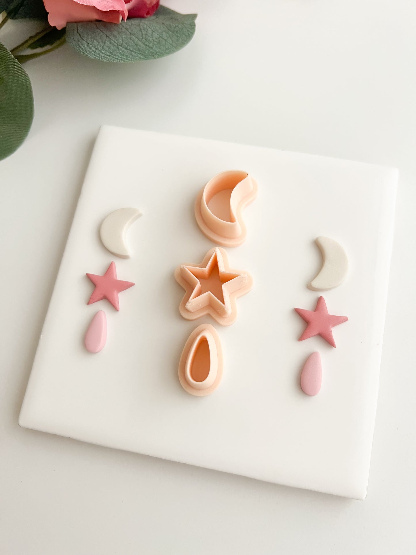 Moon and Star Dangle Clay Cutter | Moon and Star Dangle Polymer Clay Cutter for DIY Celestial Earrings Star-Themed Jewelry and Handmade Space Accessories