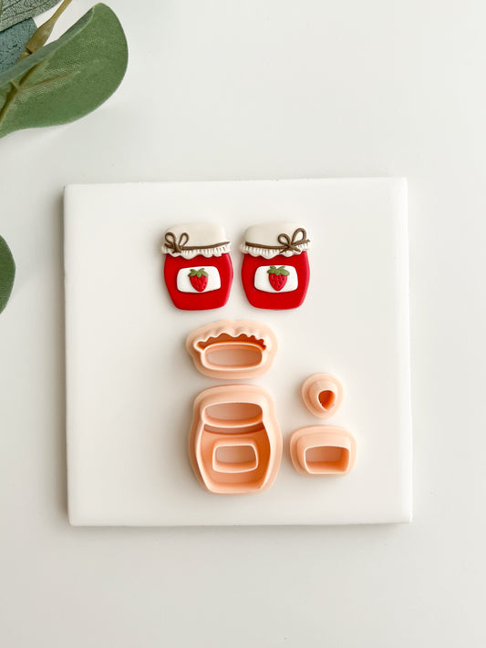 Strawberry Jam Jar Clay Cutter | Strawberry Jam Jar Polymer Clay Cutter for DIY Kitchen Earrings Baking Jewelry and Handmade Food Accessories