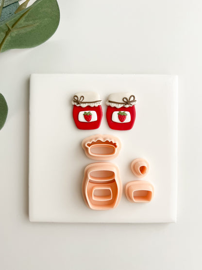 Strawberry Jam Jar Clay Cutter | Strawberry Jam Jar Polymer Clay Cutter for DIY Kitchen Earrings Baking Jewelry and Handmade Food Accessories