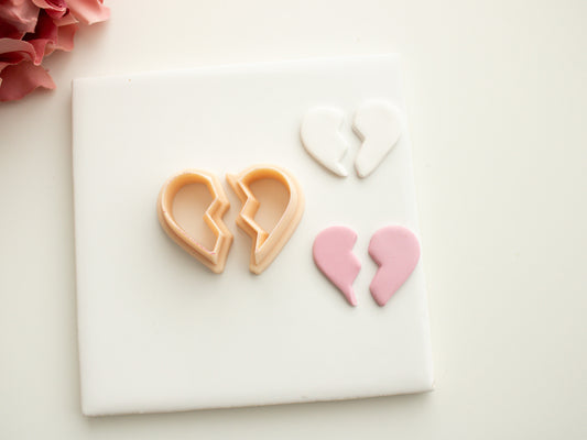 Broken Heart Clay Cutter | Broken Heart Polymer Clay Cutter for DIY Valentine's Earrings Love-Themed Jewelry and Handmade Heart Accessories