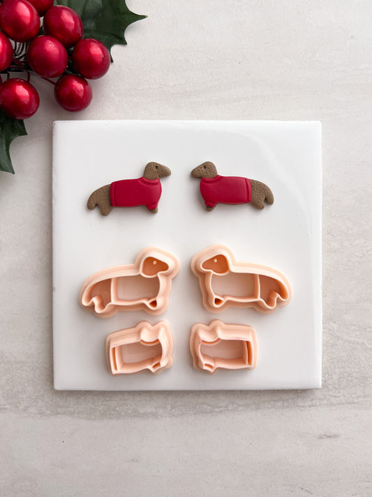 Christmas Puppy Clay Cutter | Christmas Puppy Polymer Clay Cutter for DIY Cute Earrings Holiday-Themed Jewelry and Handmade Pet Accessories