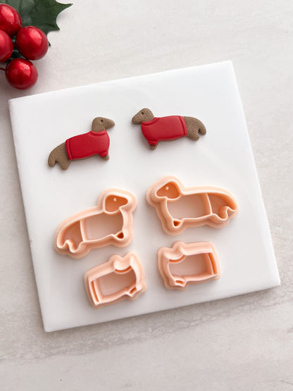 Christmas Puppy Clay Cutter | Christmas Puppy Polymer Clay Cutter for DIY Cute Earrings Holiday-Themed Jewelry and Handmade Pet Accessories