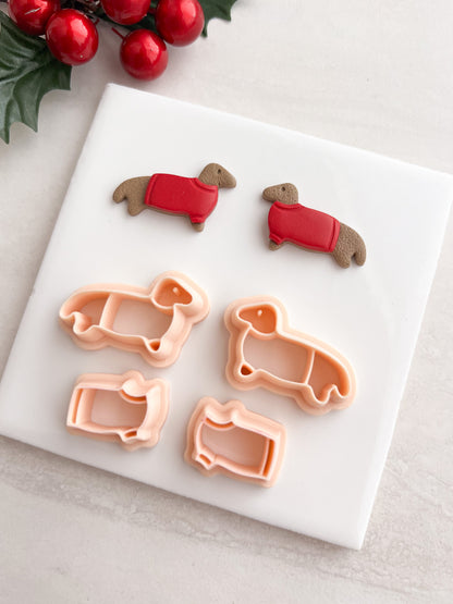 Christmas Puppy Clay Cutter | Christmas Puppy Polymer Clay Cutter for DIY Cute Earrings Holiday-Themed Jewelry and Handmade Pet Accessories