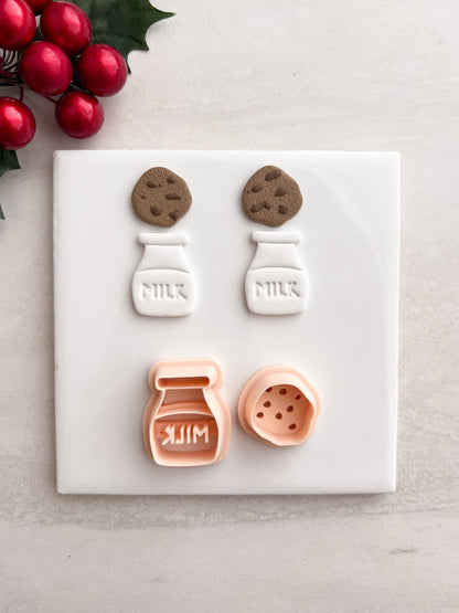 Milk and Cookies No. 3 Clay Cutter | Milk and Cookies No. 3 Polymer Clay Cutter for DIY Food Earrings Snack Jewelry and Handmade Cute Accessories