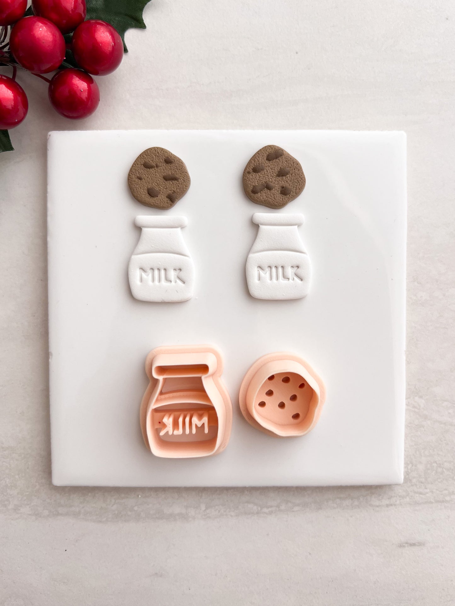 Milk and Cookies No. 3 Clay Cutter | Milk and Cookies No. 3 Polymer Clay Cutter for DIY Food Earrings Snack Jewelry and Handmade Cute Accessories