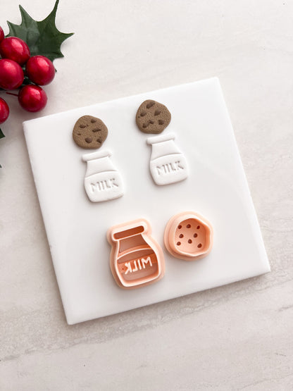 Milk and Cookies No. 3 Clay Cutter | Milk and Cookies No. 3 Polymer Clay Cutter for DIY Food Earrings Snack Jewelry and Handmade Cute Accessories