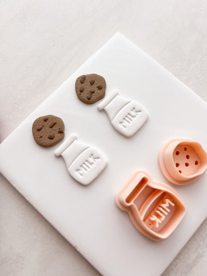 Milk and Cookies No. 3 Clay Cutter | Milk and Cookies No. 3 Polymer Clay Cutter for DIY Food Earrings Snack Jewelry and Handmade Cute Accessories