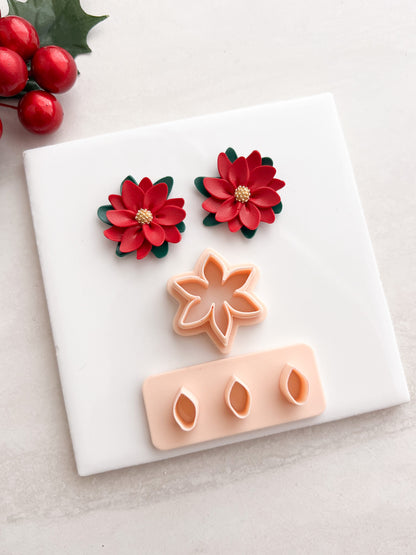 Poinsettia No. 4 Clay Cutter | Poinsettia No. 4 Polymer Clay Cutter for DIY Christmas Earrings Holiday Jewelry and Handmade Winter Accessories