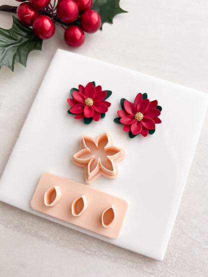 Poinsettia No. 4 Clay Cutter | Poinsettia No. 4 Polymer Clay Cutter for DIY Christmas Earrings Holiday Jewelry and Handmade Winter Accessories