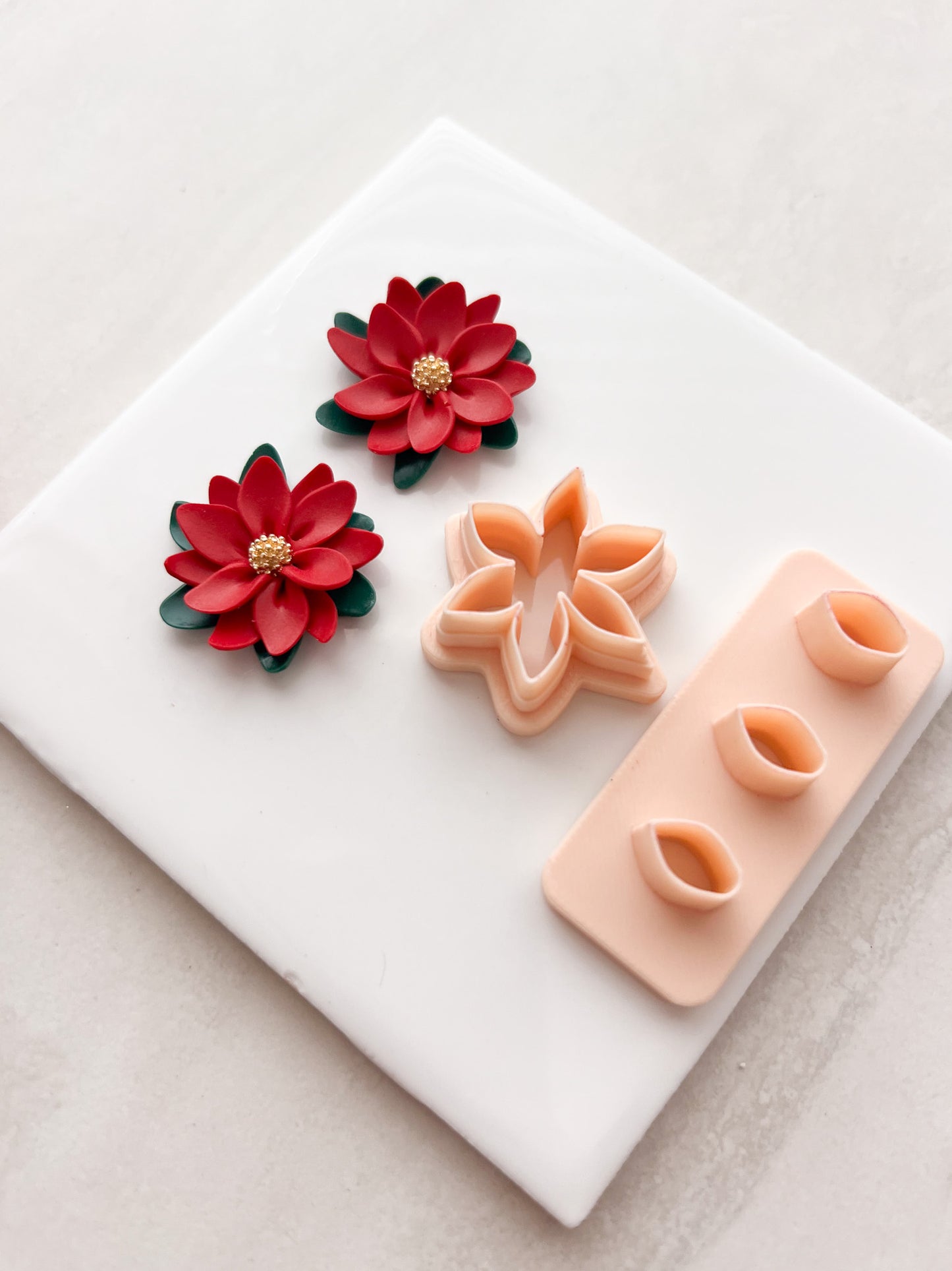 Poinsettia No. 4 Clay Cutter | Poinsettia No. 4 Polymer Clay Cutter for DIY Christmas Earrings Holiday Jewelry and Handmade Winter Accessories