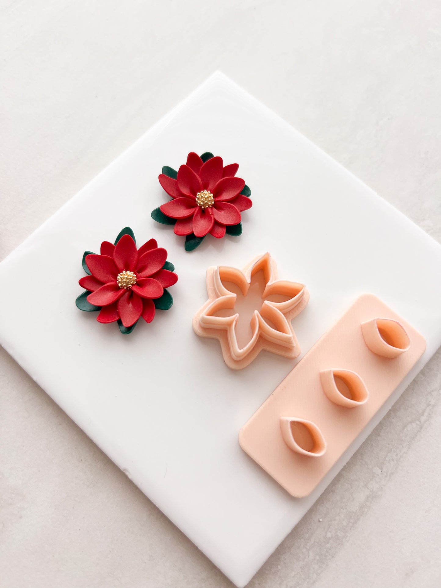 Poinsettia No. 4 Clay Cutter | Poinsettia No. 4 Polymer Clay Cutter for DIY Christmas Earrings Holiday Jewelry and Handmade Winter Accessories