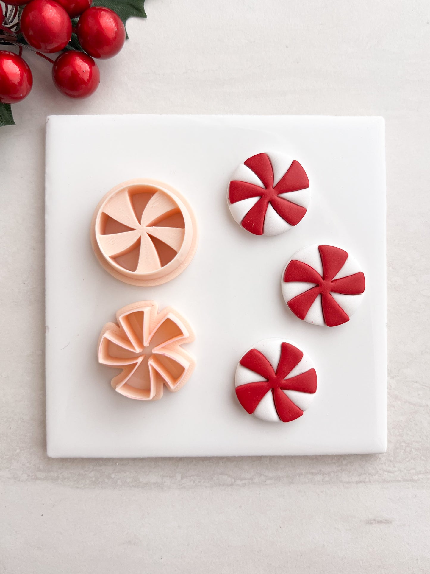 Peppermint No. 4 Clay Cutter | Peppermint No. 4 Polymer Clay Cutter for DIY Holiday Earrings Candy Jewelry and Handmade Festive Accessories