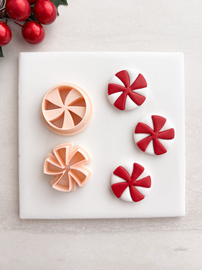 Peppermint No. 4 Clay Cutter | Peppermint No. 4 Polymer Clay Cutter for DIY Holiday Earrings Candy Jewelry and Handmade Festive Accessories