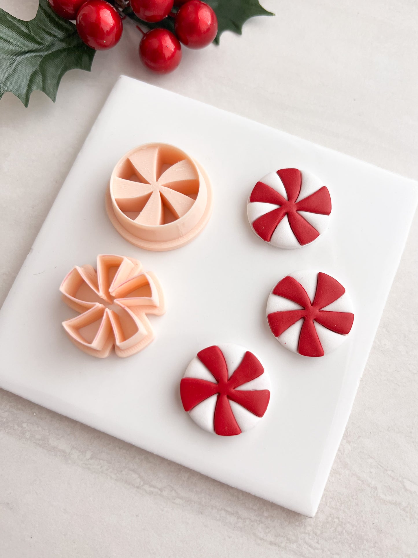 Peppermint No. 4 Clay Cutter | Peppermint No. 4 Polymer Clay Cutter for DIY Holiday Earrings Candy Jewelry and Handmade Festive Accessories