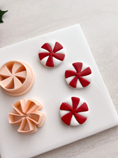 Peppermint No. 4 Clay Cutter | Peppermint No. 4 Polymer Clay Cutter for DIY Holiday Earrings Candy Jewelry and Handmade Festive Accessories
