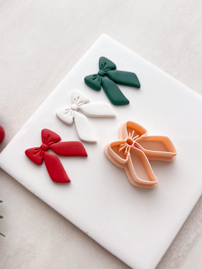Christmas Ribbon No. 1 Clay Cutter | Christmas Ribbon No. 1 Polymer Clay Cutter for DIY Christmas Earrings Holiday Jewelry and Elegant Handmade Crafts