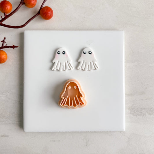 2025 Embossed Ghost No. 14 | Embossed Spooky Theme Polymer Clay Cutter Halloween Fall Cozy