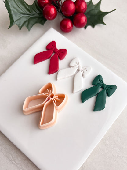 Christmas Ribbon No. 1 Clay Cutter | Christmas Ribbon No. 1 Polymer Clay Cutter for DIY Christmas Earrings Holiday Jewelry and Elegant Handmade Crafts