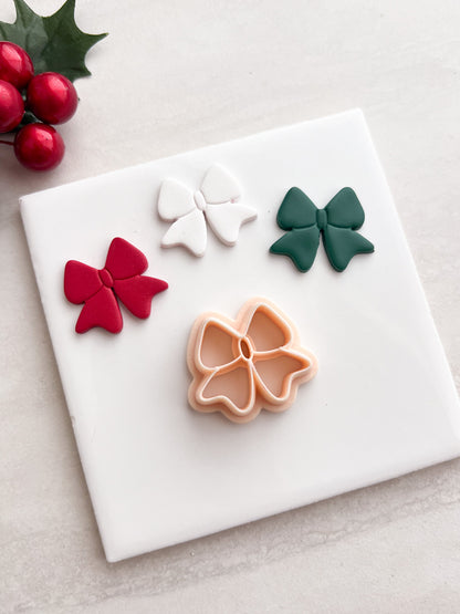 Christmas Ribbon No. 2 Clay Cutter | Christmas Ribbon No. 2 Polymer Clay Cutter for DIY Elegant Holiday Earrings Festive Jewelry and Handmade Accessories