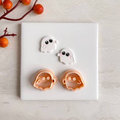 2025 Cute Floating Ghost No. 2 | Embossed Spooky Theme Polymer Clay Cutter Halloween Fall Cozy