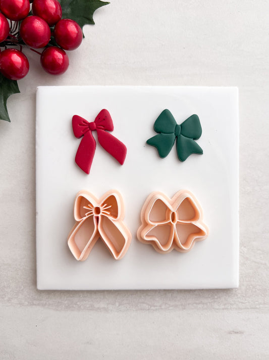 Christmas Ribbon Pair Clay Cutter | Christmas Ribbon Polymer Clay Cutter Pair for DIY Holiday Earrings Elegant Jewelry and Seasonal Accessories
