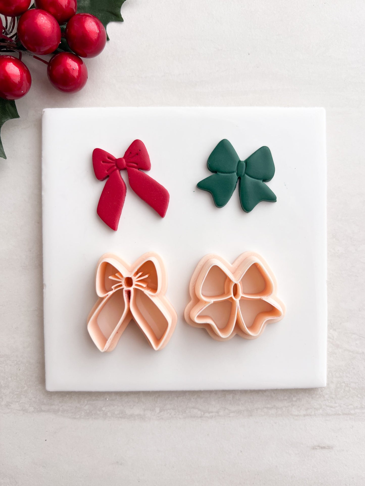 Christmas Ribbon Pair Clay Cutter | Christmas Ribbon Polymer Clay Cutter Pair for DIY Holiday Earrings Elegant Jewelry and Seasonal Accessories