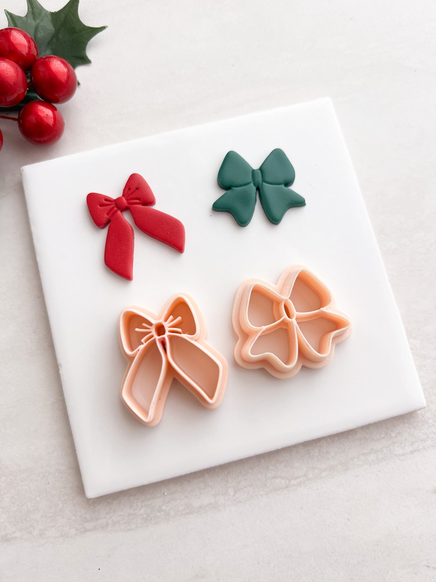 Christmas Ribbon Pair Clay Cutter | Christmas Ribbon Polymer Clay Cutter Pair for DIY Holiday Earrings Elegant Jewelry and Seasonal Accessories