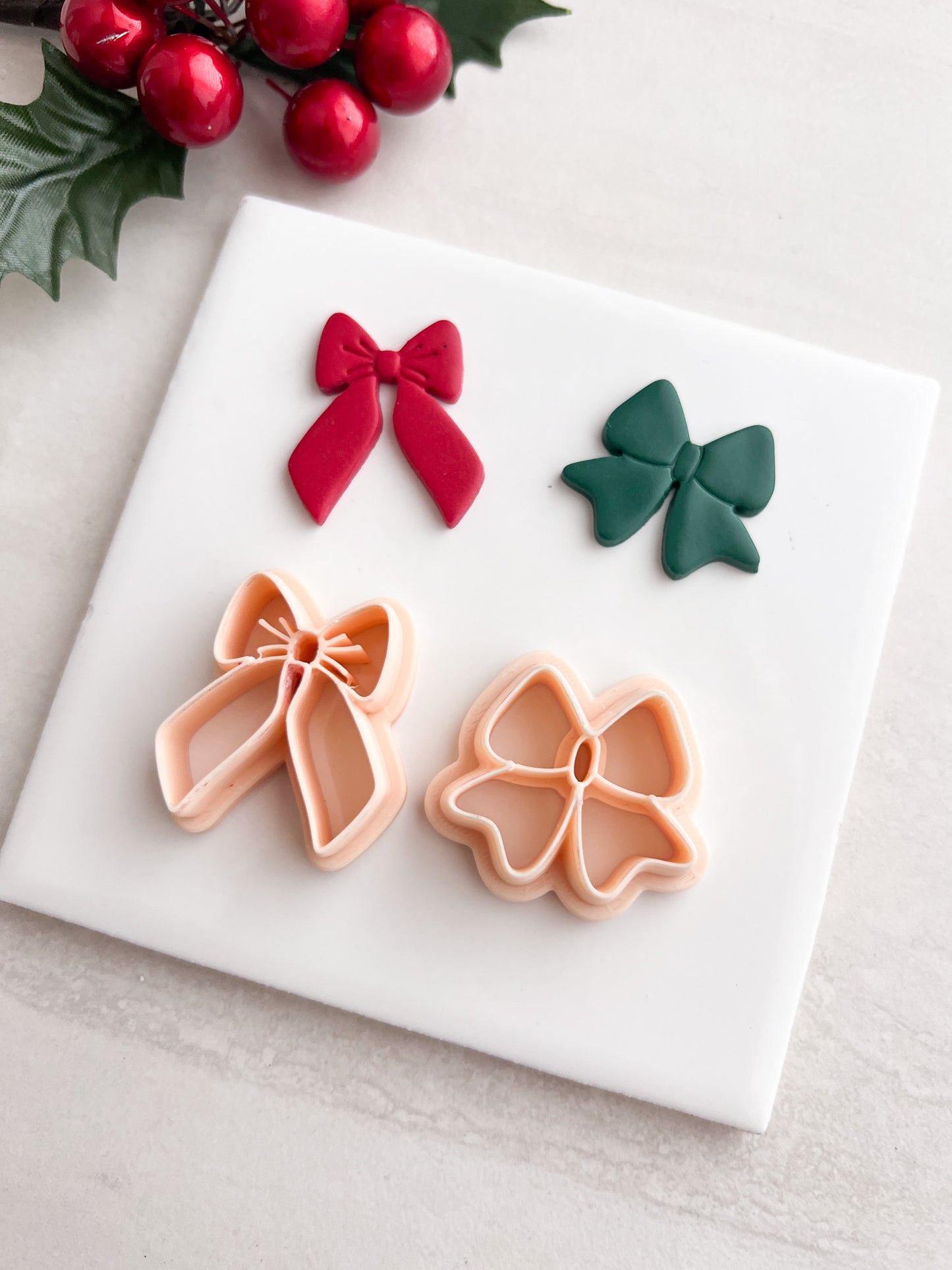 Christmas Ribbon Pair Clay Cutter | Christmas Ribbon Polymer Clay Cutter Pair for DIY Holiday Earrings Elegant Jewelry and Seasonal Accessories