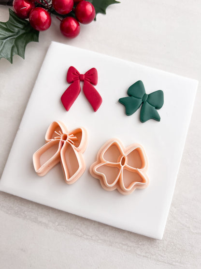 Christmas Ribbon Pair Clay Cutter | Christmas Ribbon Polymer Clay Cutter Pair for DIY Holiday Earrings Elegant Jewelry and Seasonal Accessories