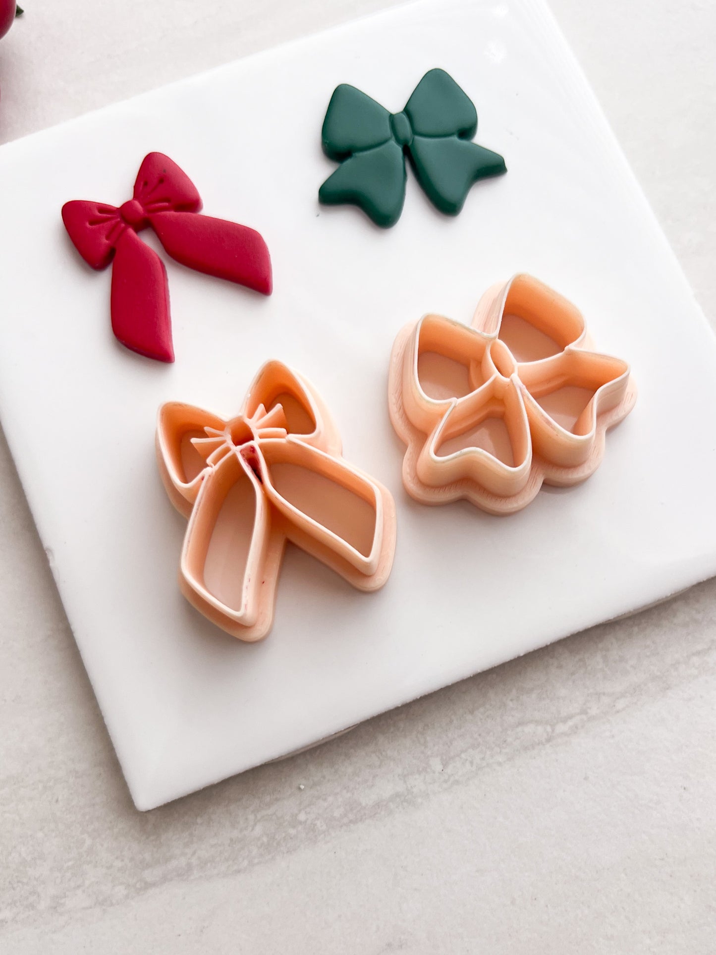 Christmas Ribbon Pair Clay Cutter | Christmas Ribbon Polymer Clay Cutter Pair for DIY Holiday Earrings Elegant Jewelry and Seasonal Accessories