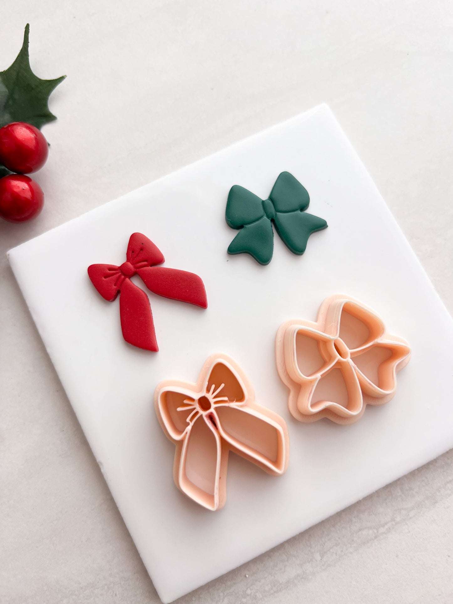 Christmas Ribbon Pair Clay Cutter | Christmas Ribbon Polymer Clay Cutter Pair for DIY Holiday Earrings Elegant Jewelry and Seasonal Accessories
