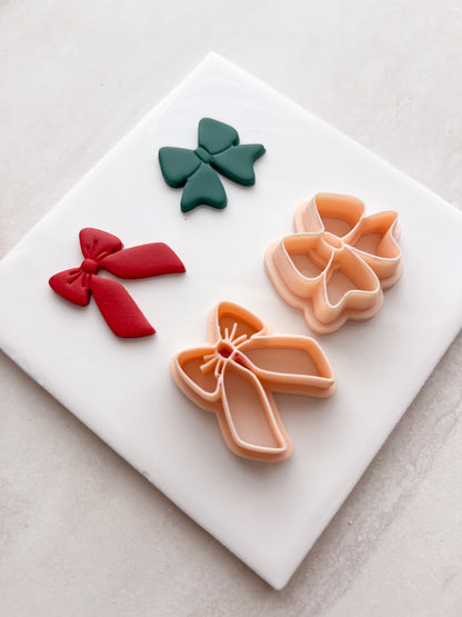 Christmas Ribbon Pair Clay Cutter | Christmas Ribbon Polymer Clay Cutter Pair for DIY Holiday Earrings Elegant Jewelry and Seasonal Accessories
