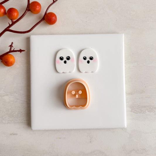 2025 Extremely Cute Rounded Ghost | Embossed Spooky Theme Polymer Clay Cutter Halloween Fall Cozy