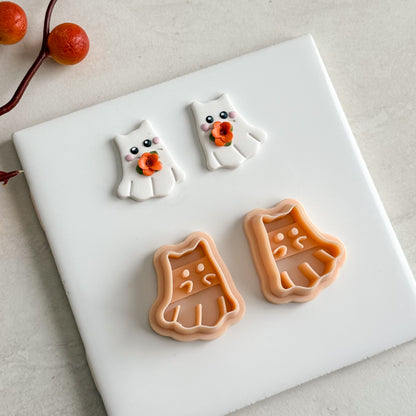 2025 Cute Cat Ghost | Cat Shape Spooky Polymer Clay Cutter Halloween Fall Animal Shapes