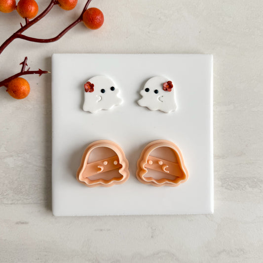 2025 Cute Ghost No. 1 | Embossed Spooky Theme Polymer Clay Cutter Halloween Fall Cozy