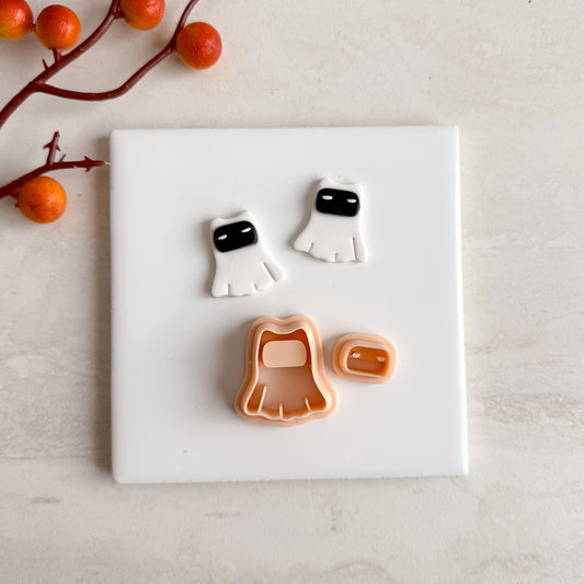 2025 Cat Wearing Ghost Costume | Cat Shape Spooky Polymer Clay Cutter Halloween Fall Animal Shapes