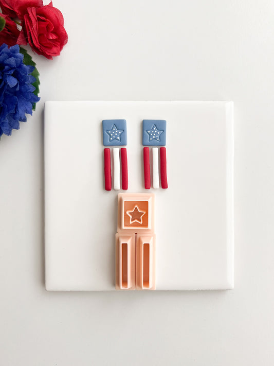Flag Dangle Clay Cutter | Flag Dangle Polymer Clay Cutter for DIY Patriotic Earrings Fourth of July Jewelry and Handmade Celebration Accessories