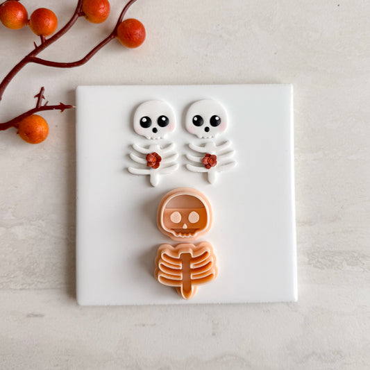 2025 Rib Cage and Skull | Embossed Spooky Theme Polymer Clay Cutter Halloween Fall Cozy Scary