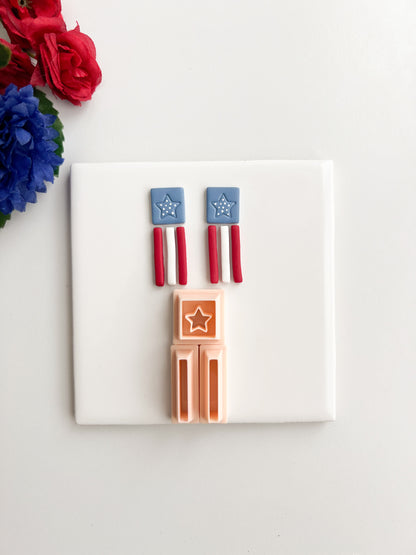 Flag Dangle Clay Cutter | Flag Dangle Polymer Clay Cutter for DIY Patriotic Earrings Fourth of July Jewelry and Handmade Celebration Accessories