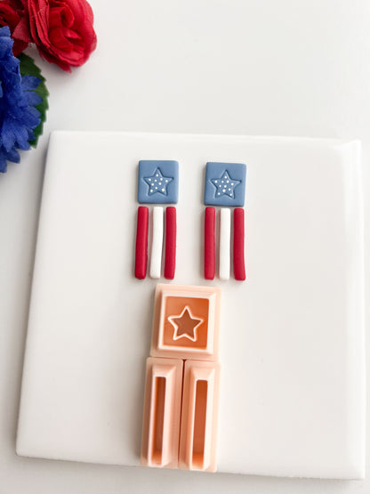 Flag Dangle Clay Cutter | Flag Dangle Polymer Clay Cutter for DIY Patriotic Earrings Fourth of July Jewelry and Handmade Celebration Accessories