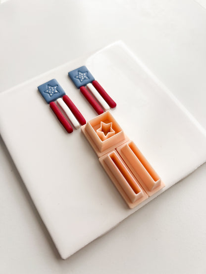 Flag Dangle Clay Cutter | Flag Dangle Polymer Clay Cutter for DIY Patriotic Earrings Fourth of July Jewelry and Handmade Celebration Accessories