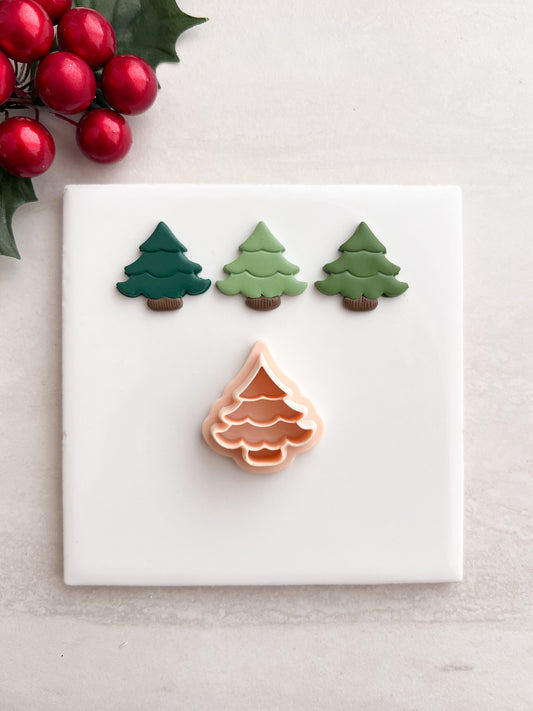 Wavy Tree No. 2 Clay Cutter | Wavy Tree No. 2 Polymer Clay Cutter for DIY Christmas Earrings Holiday Jewelry and Handmade Winter Accessories