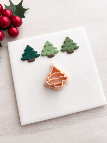Wavy Tree No. 2 Clay Cutter | Wavy Tree No. 2 Polymer Clay Cutter for DIY Christmas Earrings Holiday Jewelry and Handmade Winter Accessories