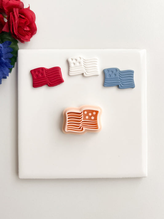 Wavy American Flag Clay Cutter | Wavy American Flag Polymer Clay Cutter for DIY Patriotic Earrings Fourth of July Jewelry and Handmade Celebration Accessories
