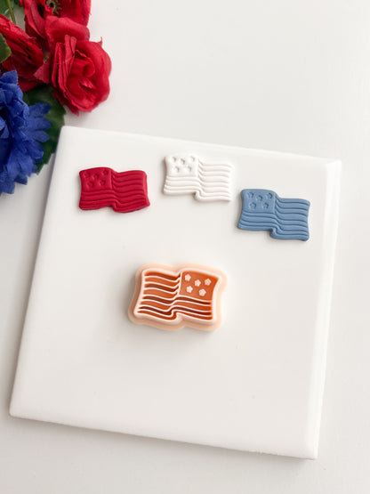 Wavy American Flag Clay Cutter | Wavy American Flag Polymer Clay Cutter for DIY Patriotic Earrings Fourth of July Jewelry and Handmade Celebration Accessories